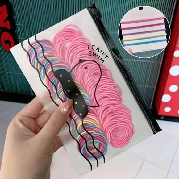 200pcs Of Cute Hair Ties For Kids & Girls - Colorful Elastic Polyester Hair Ties - Picture 5 of 11